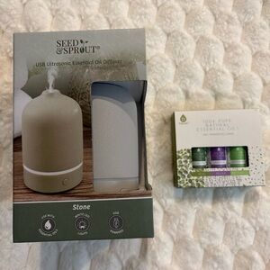 Seed & Sprout USB Ultrasonic Essential Oil Diffuser Stone W/ 3 Oils Included